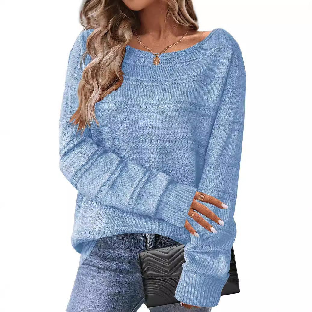 Kvinders strikkede sweater med luftig struktur og løstsiddende design Stilla