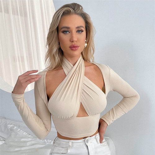 Dame Cropped Top med innovativt indpakningsdesign Skovae