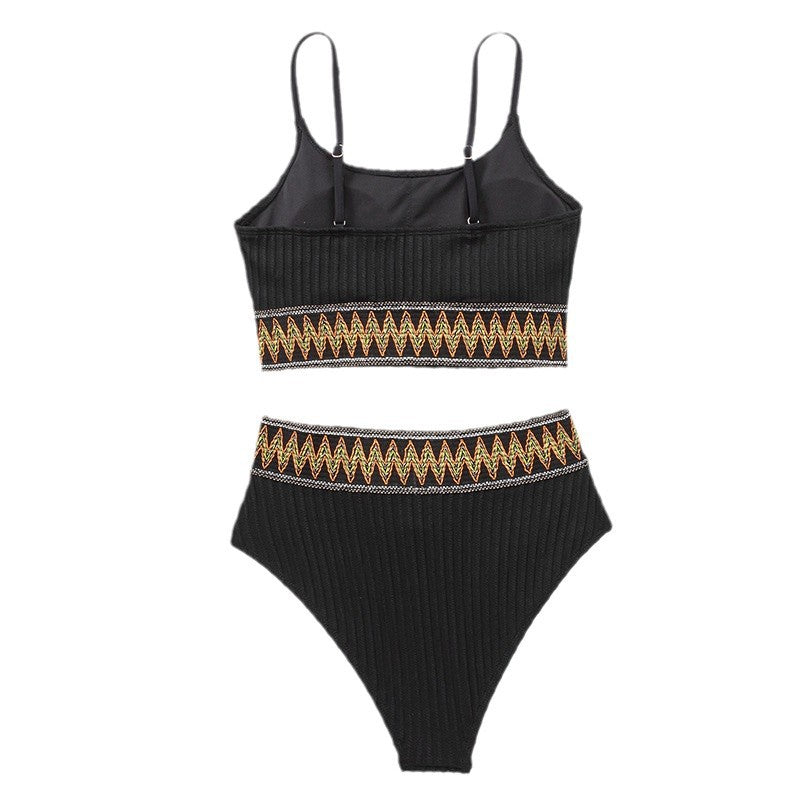 Dame Bikini-sæt med elegant ribstruktur og kontrasterende kanter Skovae