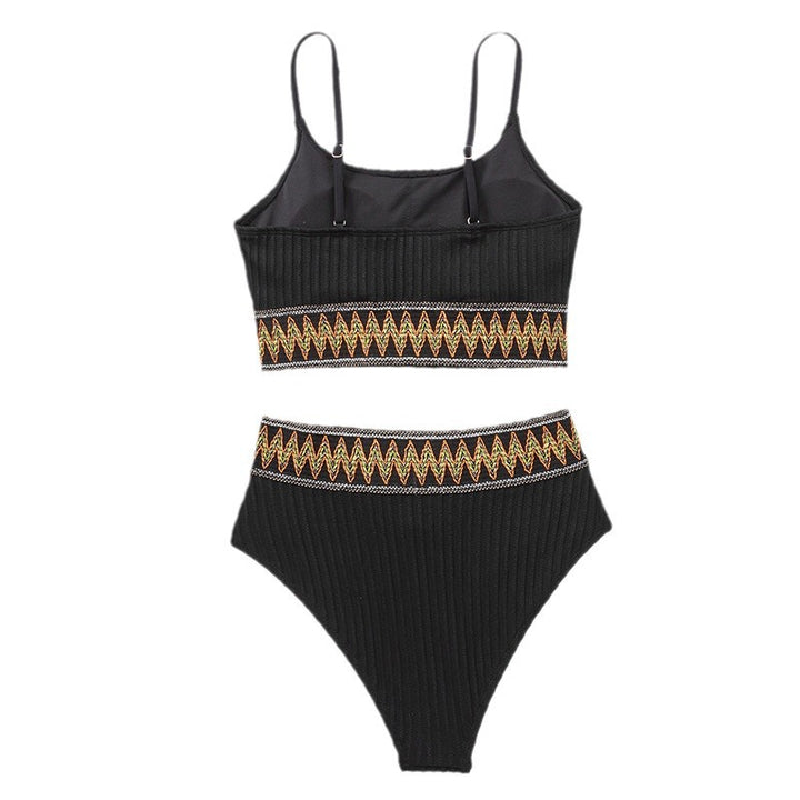 Dame Bikini-sæt med elegant ribstruktur og kontrasterende kanter Skovae