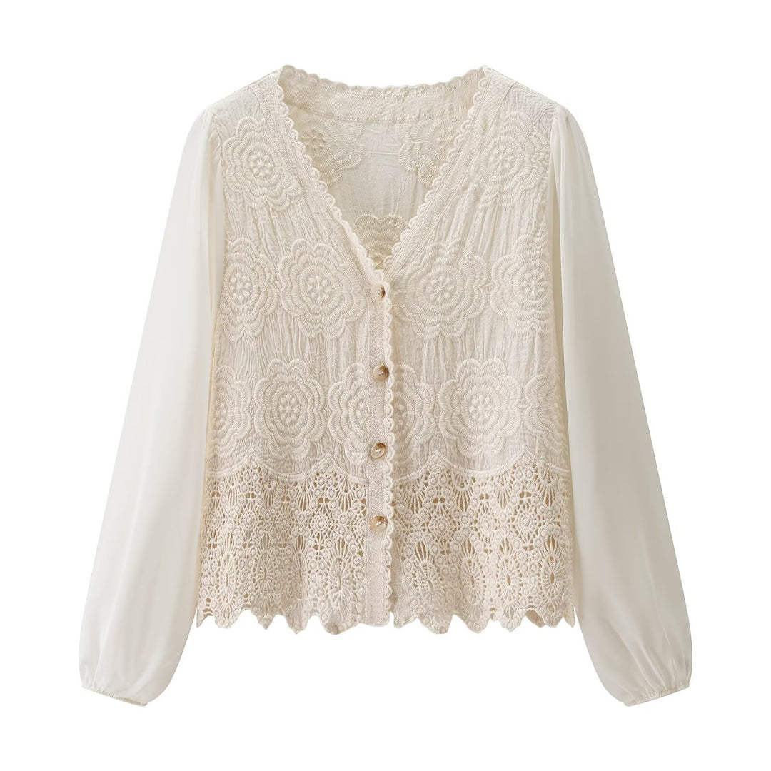 Dame blonde bluse med elegante knapper Stilla