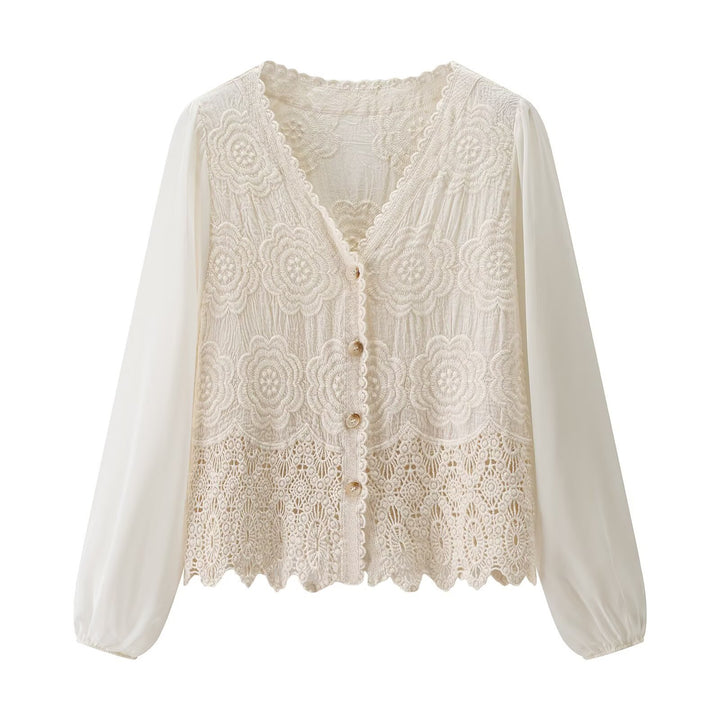 Dame blonde bluse med elegante knapper Stilla