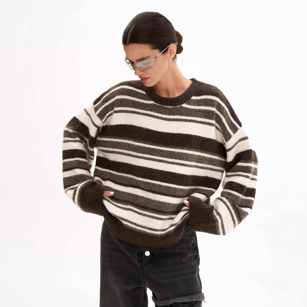Kvinders oversized stribet sweater lavet af blødt materiale Stilla