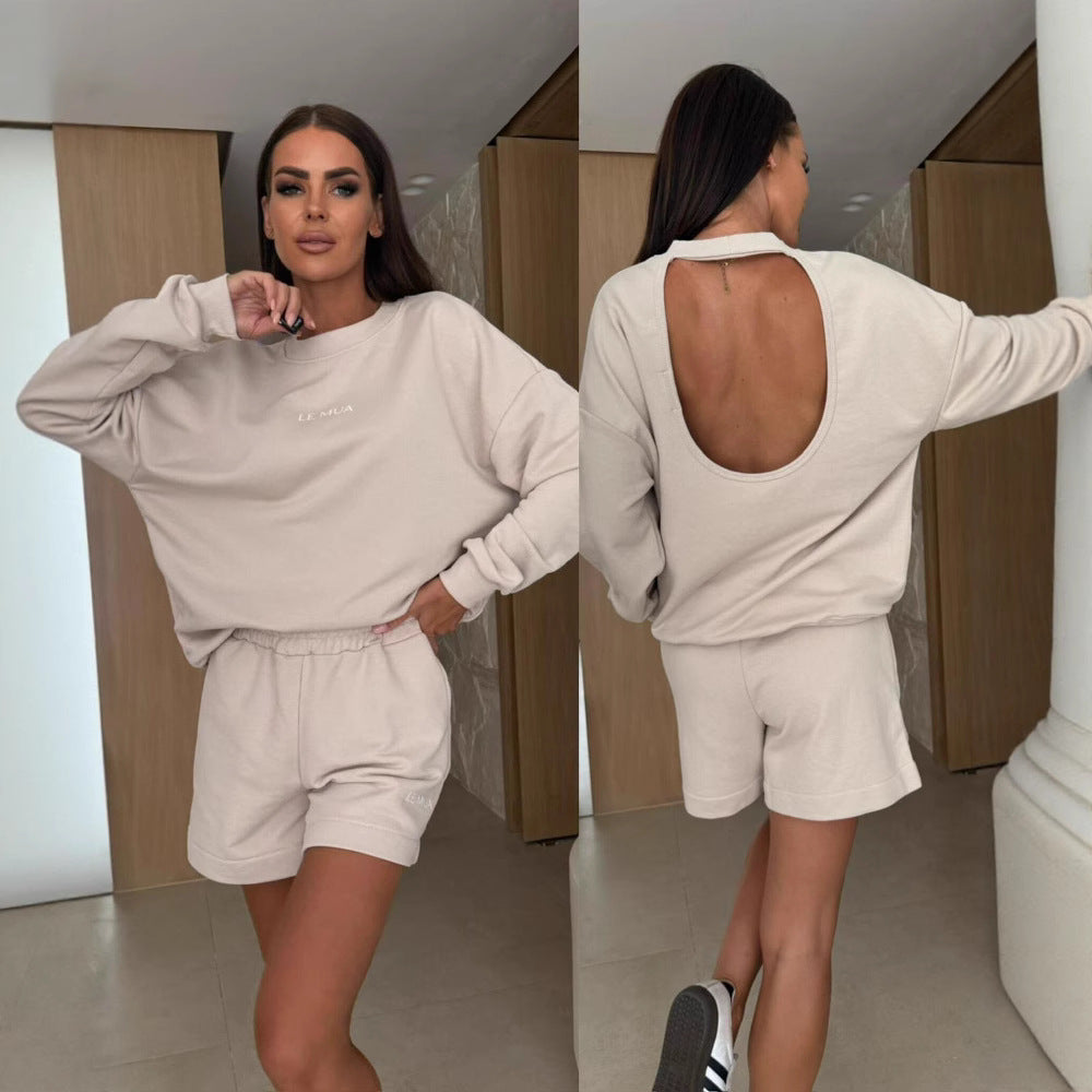 Kvinders afslappede fritids sæt med oversized sweatshirt og komfortable shorts Skovae