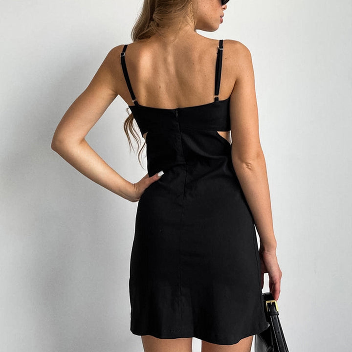 Dame Bodycon Minikjole med asymmetrisk design og smalle stropper Stilla