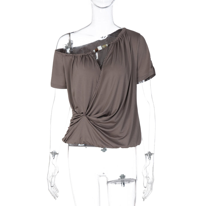 Damer Elegant Off-Shoulder T-Shirt med legende knude Skovae