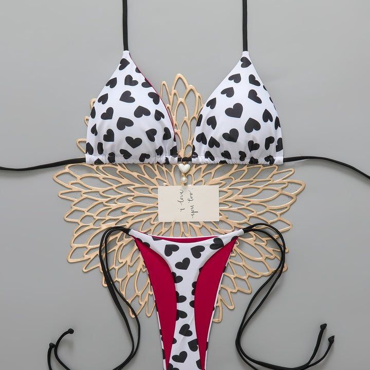 Dame Triangel-Bikini med hjerter Skovae
