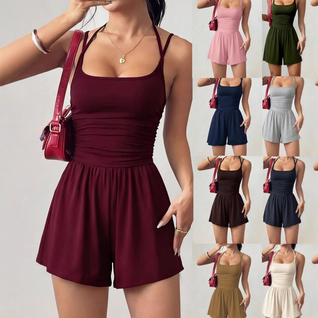 Dame Sommerlig Jumpsuit med justerbare stropper og flydende snit Skovae
