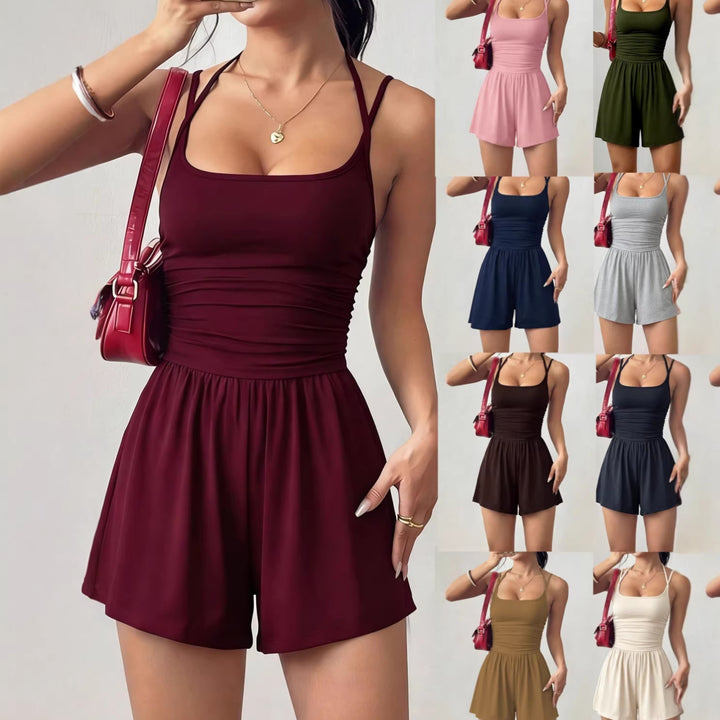 Dame Sommerlig Jumpsuit med justerbare stropper og flydende snit Skovae