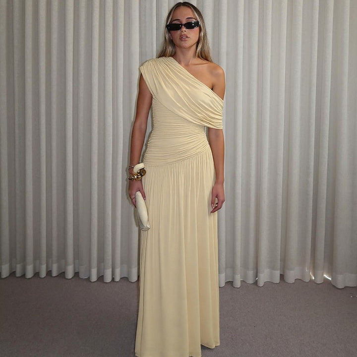 Dame Maxi-kjole med asymmetrisk rynkning og elegant overdel Stilla