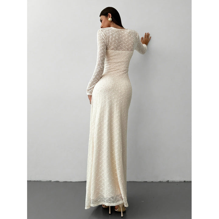 Damen Maxikleid mit transparenten Ärmeln Skovae