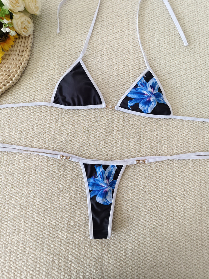 Dame bikini-sæt med floral design og justerbare bånd Skovae