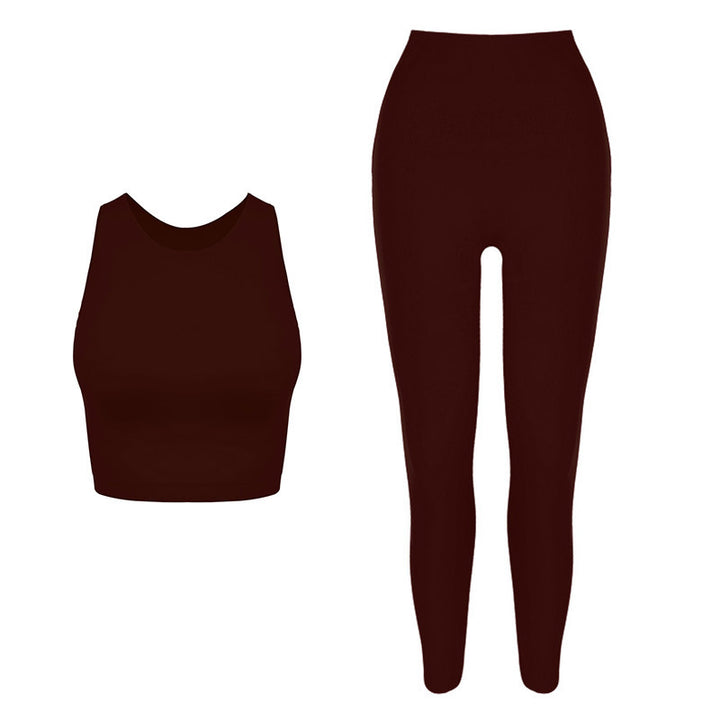 Dame sporty sæt i elastisk materiale med højtaljede leggings og tanktop Stilla