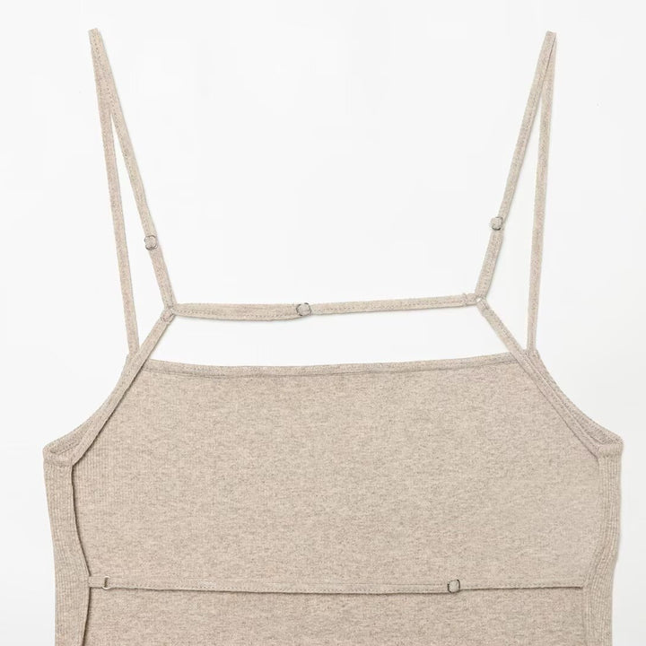 Dame Cropped Top med fine stropper og glitrende kant Skovae