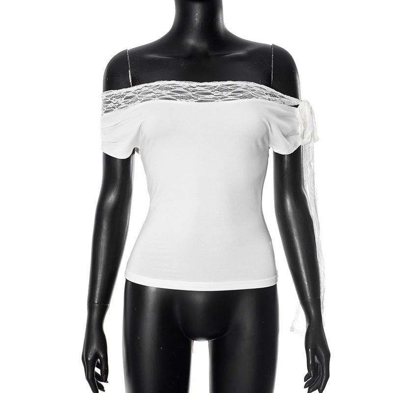 Femme Off-Shoulder Spids Accent Top Stilla
