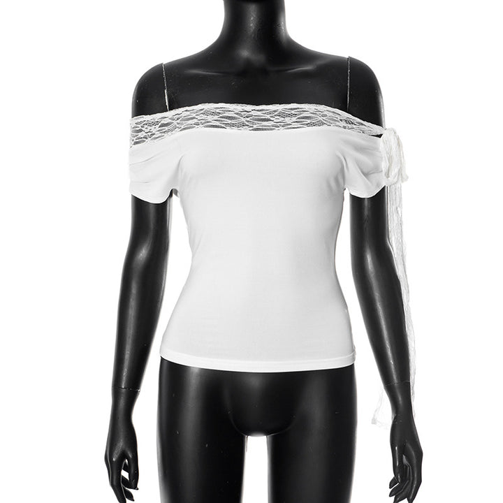 Femme Off-Shoulder Spids Accent Top Stilla