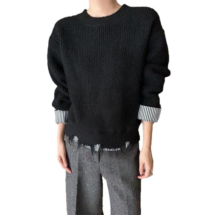 Kvinders chunky strikbluse med moderne frayed kanter og afslappet pasform Stilla