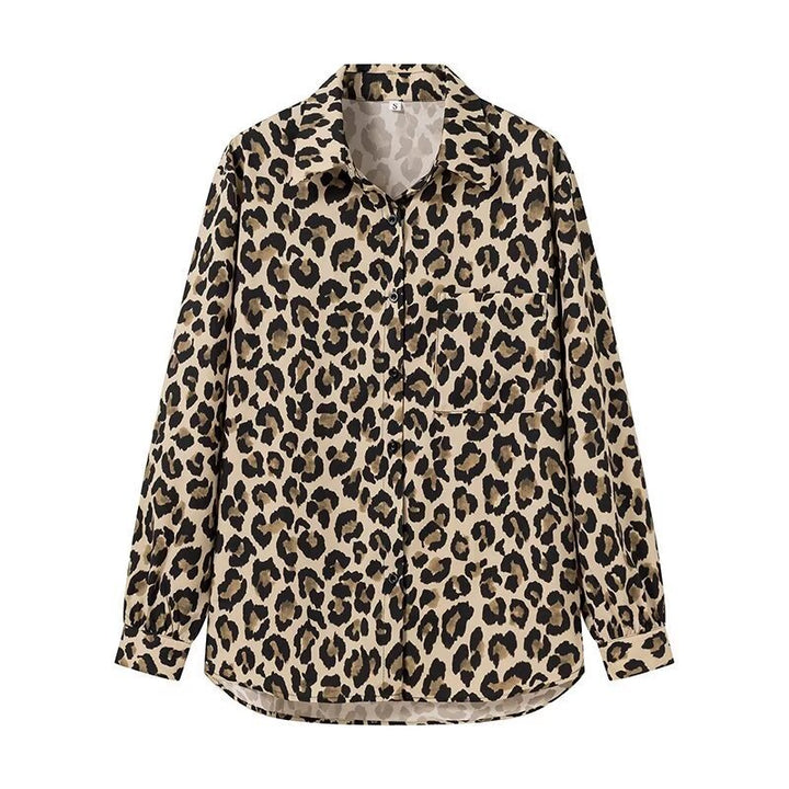 Dame brede linnedbukser i trendy leopardprint Stilla
