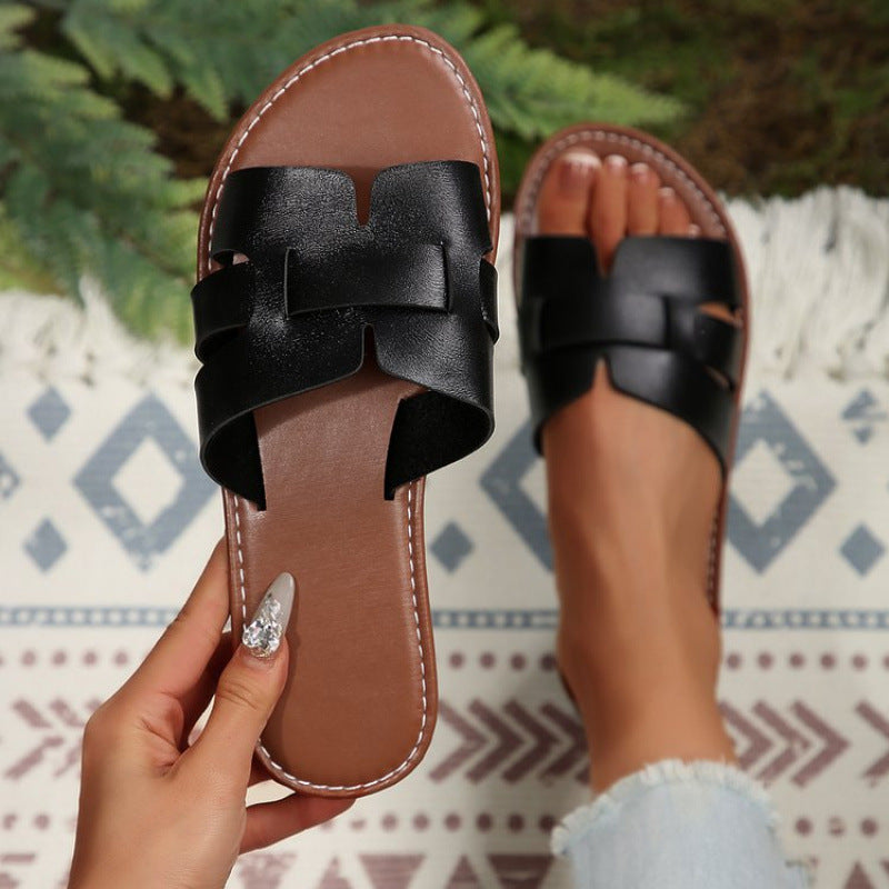 Dame nan flad Pantolette med splitrem-design og polstret komfortfodbed Skovae