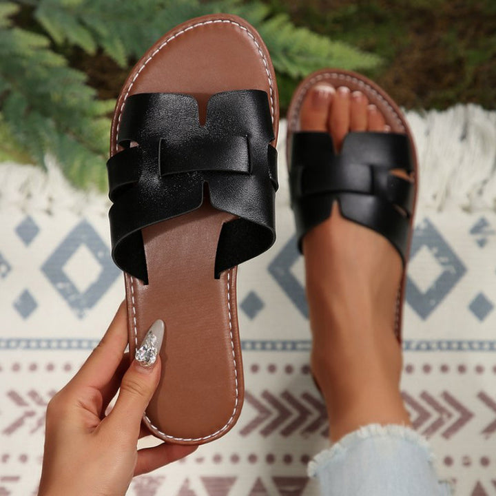 Dame nan flad Pantolette med splitrem-design og polstret komfortfodbed Skovae