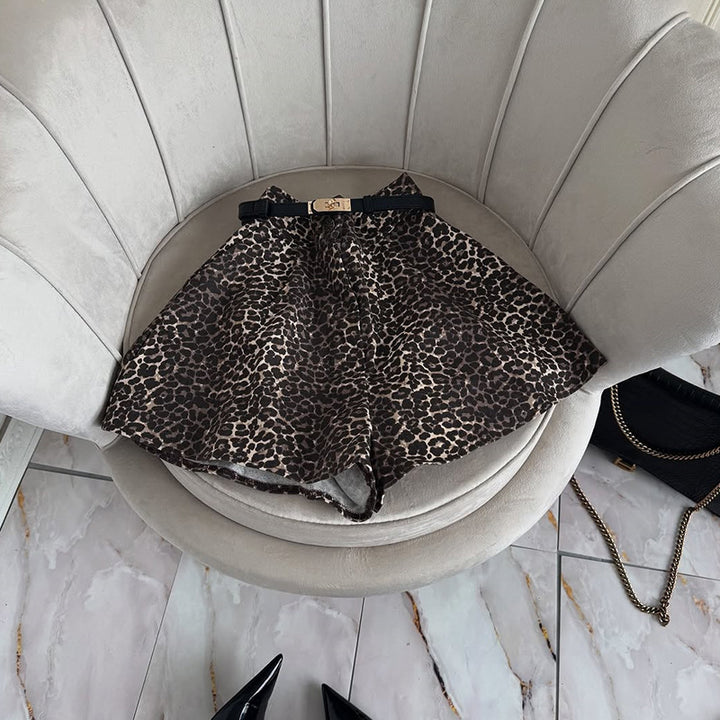 Dame Trendy Leopard Nederdel med Bælte Stilla