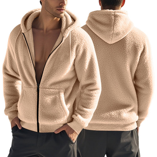 Herre hyggelig fleece-hoodie med praktiske sidelommer og justerbar snøre Stilla