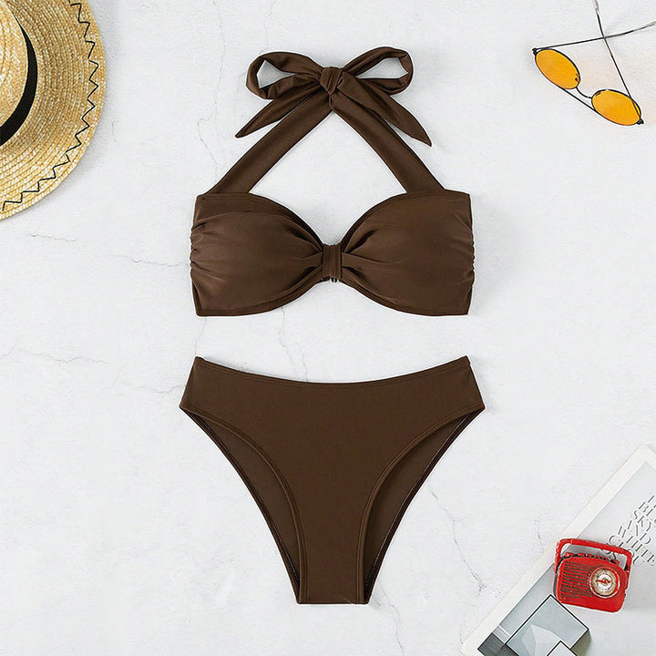 Dame bandeau-bikini med romantisk sløjfe-design Skovae