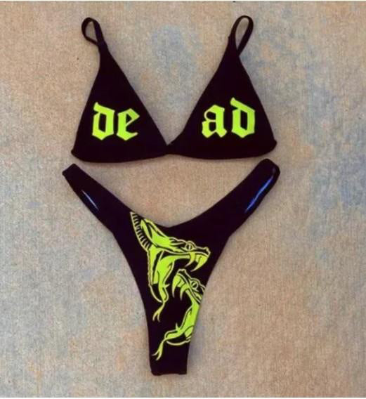 Dame Bikini-sæt med spændende grafikdesign Skovae