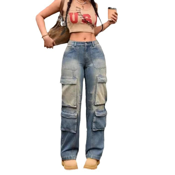 Dame Cargo-Jeans i vintage-stil Stilla