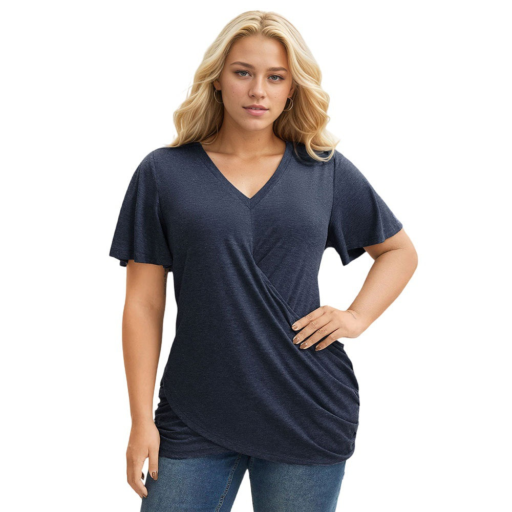 Dame indpaknings top med skjuledesign og V-hals Stilla