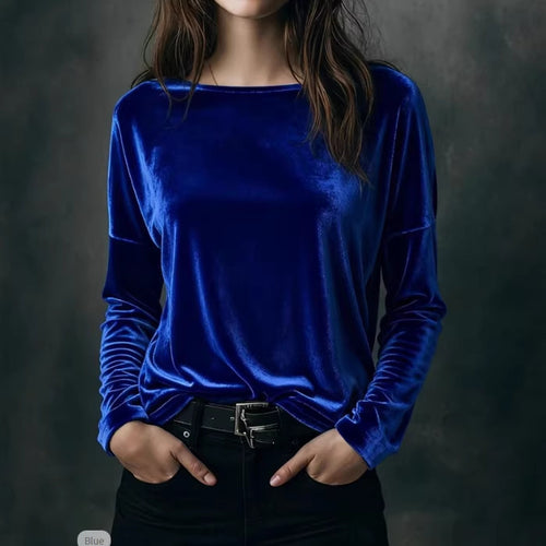 Damer elegant lys velour langærmet top
