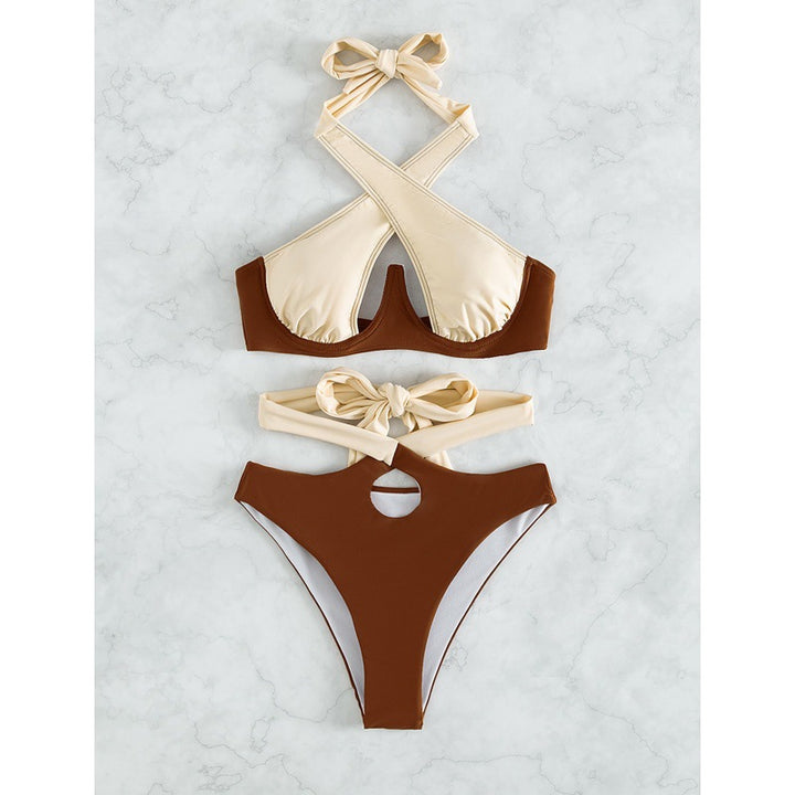 Dame bikini-sæt med forførelses cut-out og moderigtigt knude-design Stilla