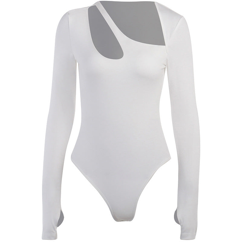 Dame asymmetrisk langærmet skjorte med kreativt cut-out-detalje Stilla