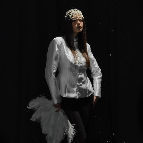 Dame stilfuld satinjakke med kinesiske knapper Stilla