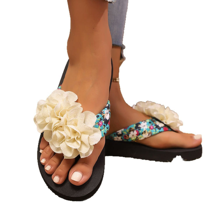 Dame Zehentrenner-sandaler med blomstret applikationer og komfortabelt fodseng Stilla