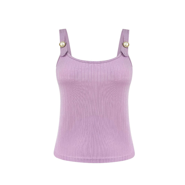 Kvinder Rib Crop Top med dekorative knapholdere Stilla