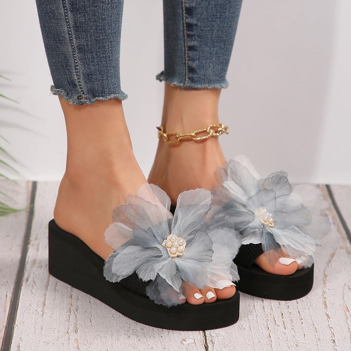 Dame Wedge-sandaler med dekorativ blomsterapplikation og skridsikker sål Stilla