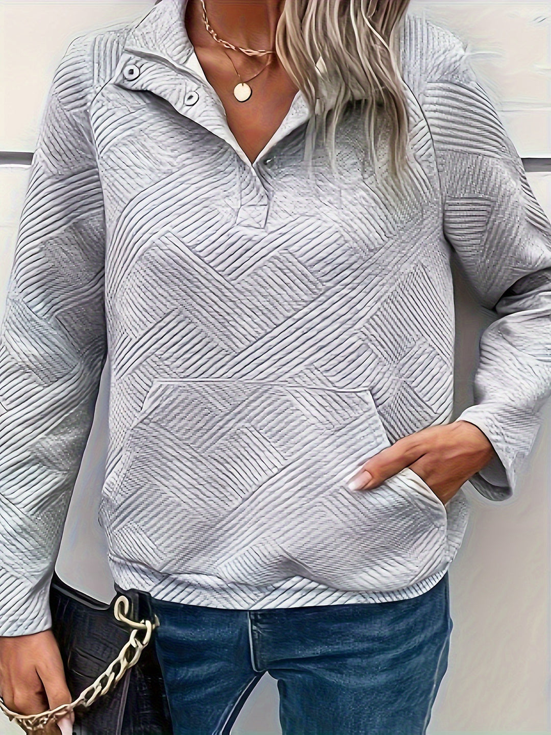 Kvinders quilted sweater med fuld lynlås og praktiske lommer Stilla