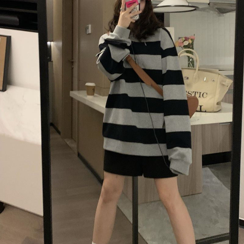 KVINDERS afslappede strikket sweater med brede striber og hyggelig oversized pasform