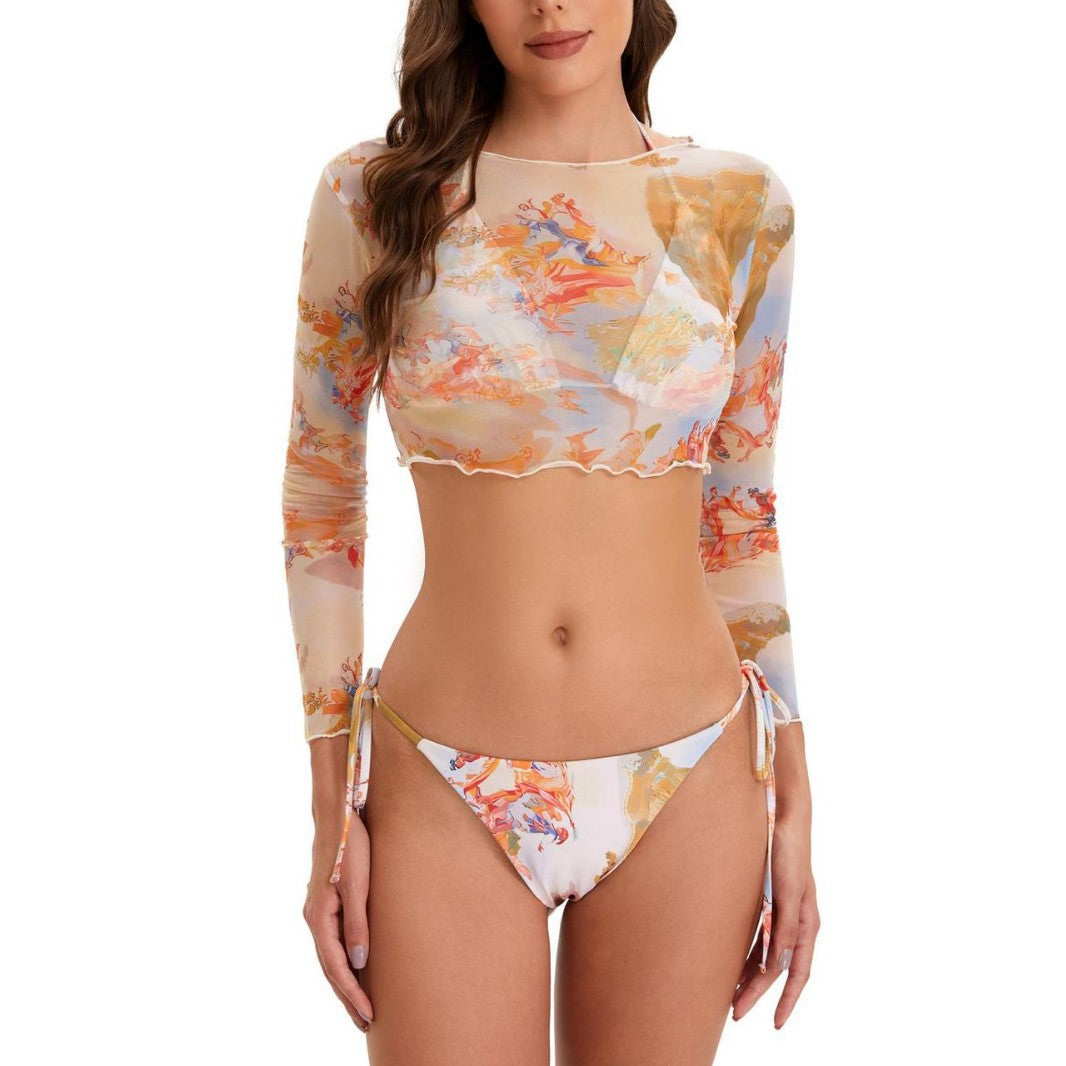 Dame Sporty Longsleeve Bikini-Sæt Skovae