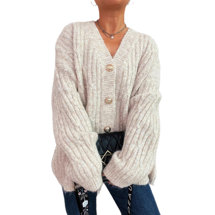 Kvinders oversized cardigan med guldknapdetaljer og blødt materiale Stilla