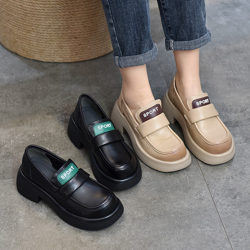 Dame Slip-On Mokassiner med tyk plateau sål og praktisk velcro Stilla