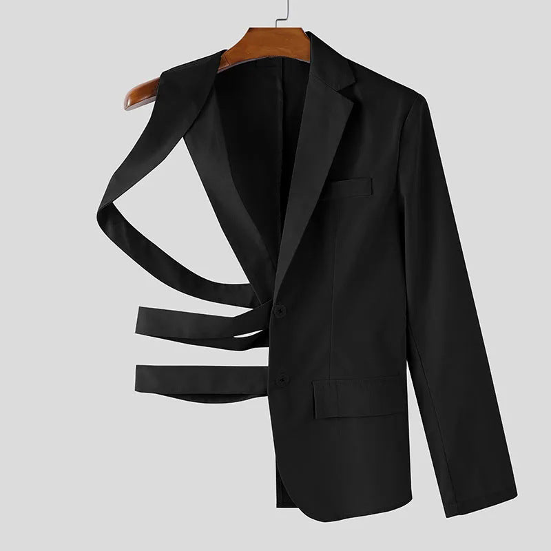Dame nan asymmetrisk blazer med bånddetaljer og reverskrave Skovae