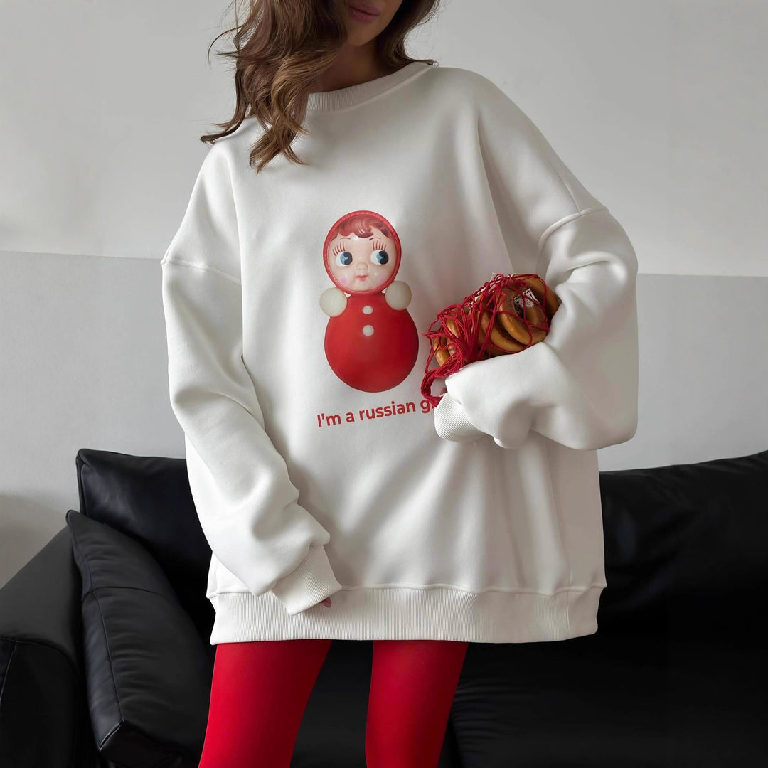 Kvinders oversized sweatshirt med kreativt print Stilla