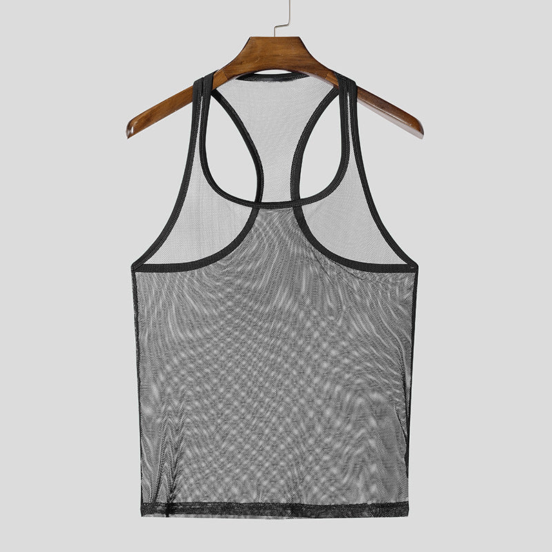 Unisex nan åndbart net-top med sporty rygparti og elastisk kant