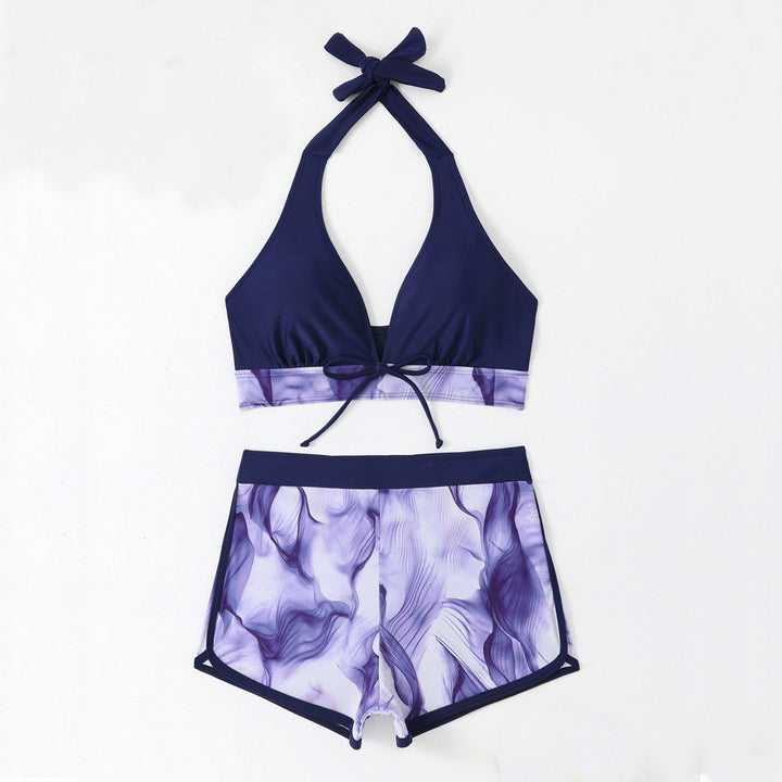 Dame sporty bikini sæt med dyb v-hals og komfortable shorts Skovae