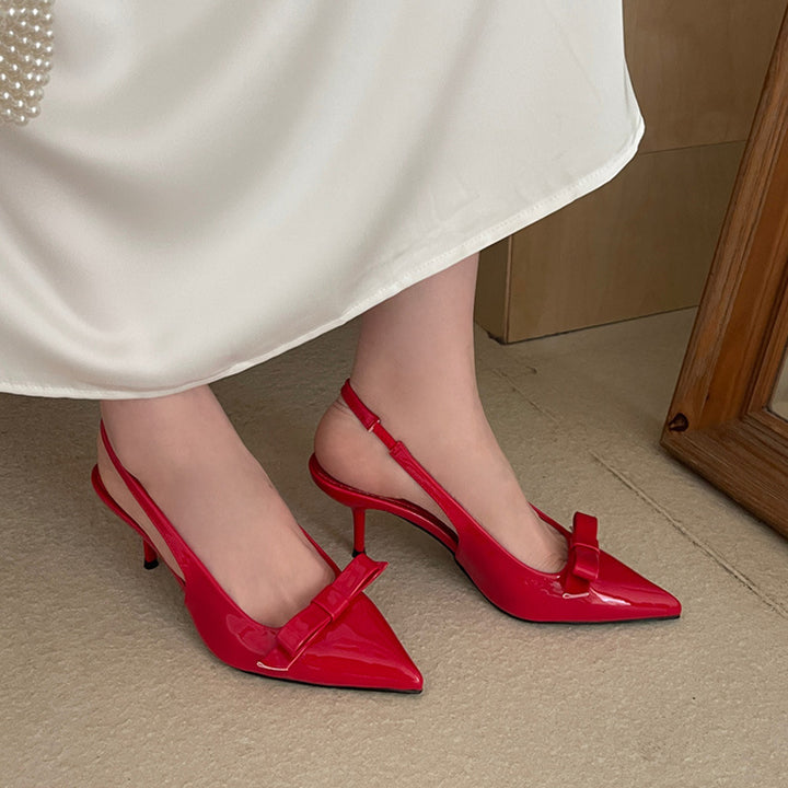 Dame Slingback Pumps med elegant sløjfedetalje og spids tå Stilla