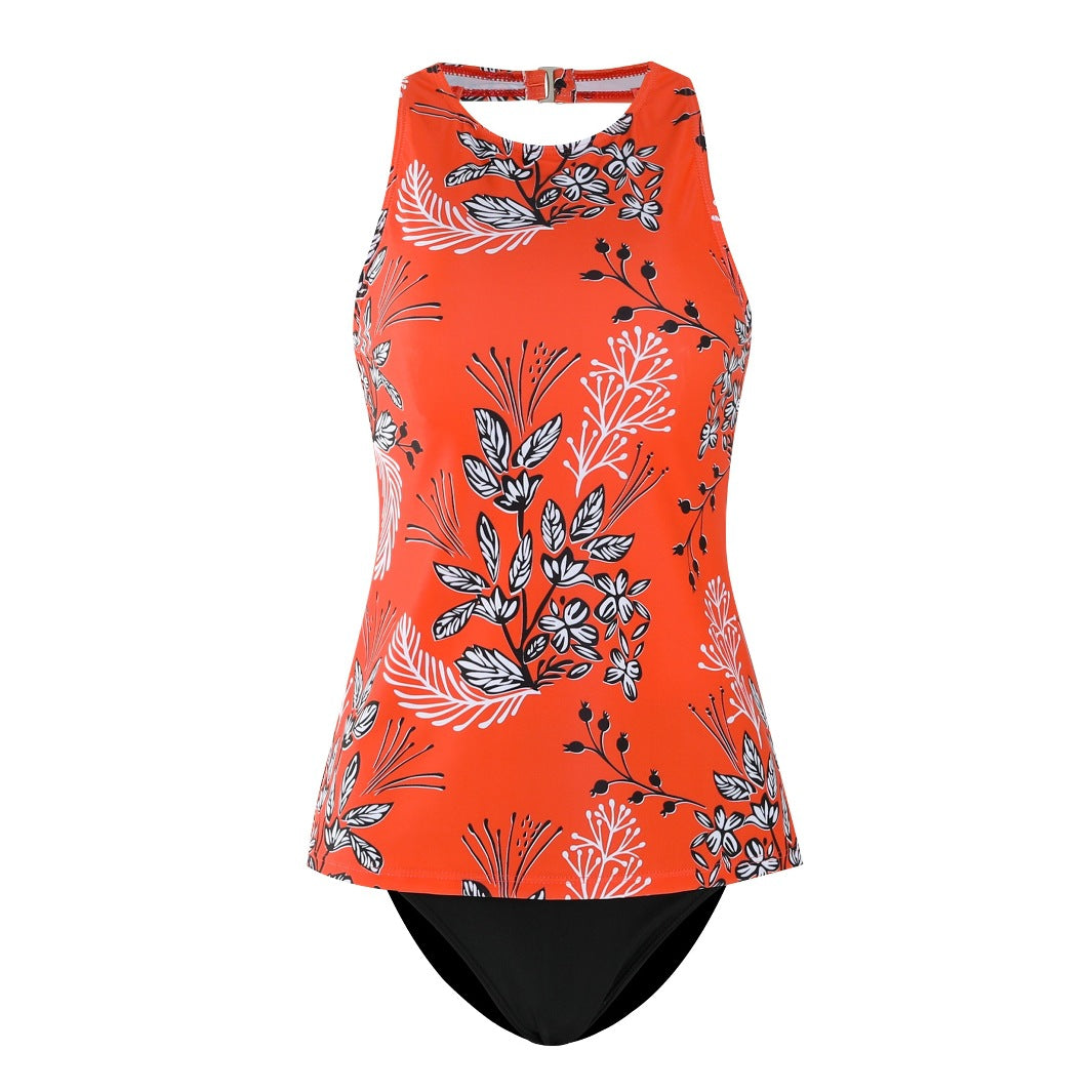 Dame Sport Tankini med blomsterdesign og høj skæring Stilla