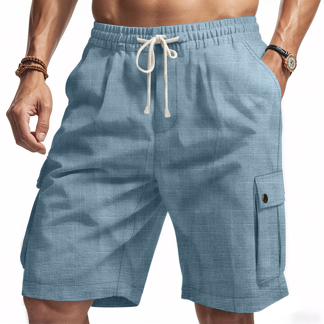 Herrer nan utilitariske cargo-shorts med elastisk talje, snoretræk og påsyede klaplommer Skovae