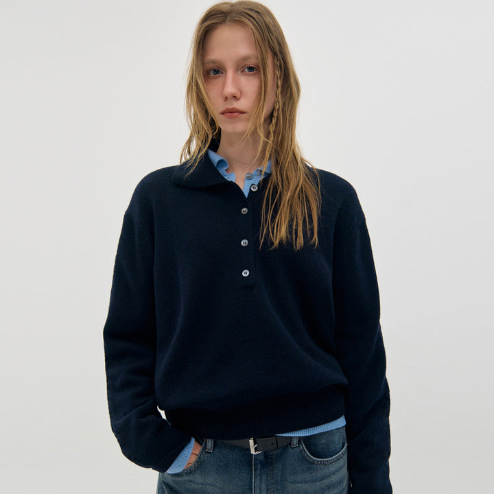 Dame Luksuriøs komfortabel Pullover med knapliste Stilla